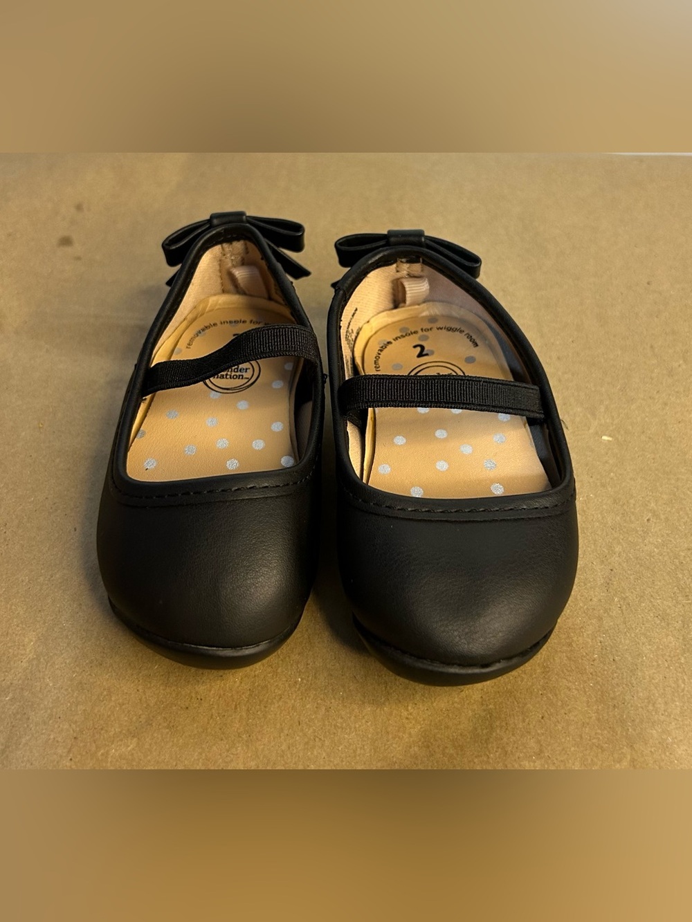 Wonder Nation Vegan Leather Black Ballet Flats Baby Size 2